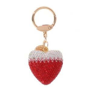 Red Silver Heart Keychain Bag Charm